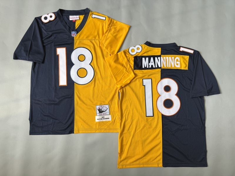 Men 2025 Denver Broncos #18 Manning black yellow Throwback Limited NFL Jersey style 001->denver broncos->NFL Jersey